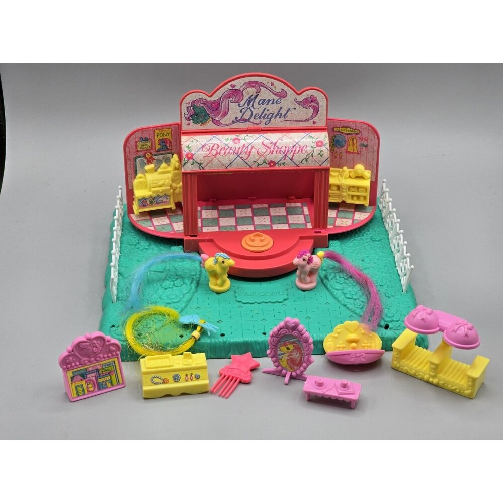 Vintage 1990 My Little‎ Pony Petite Ponies Mane Delight Playset Near Complete